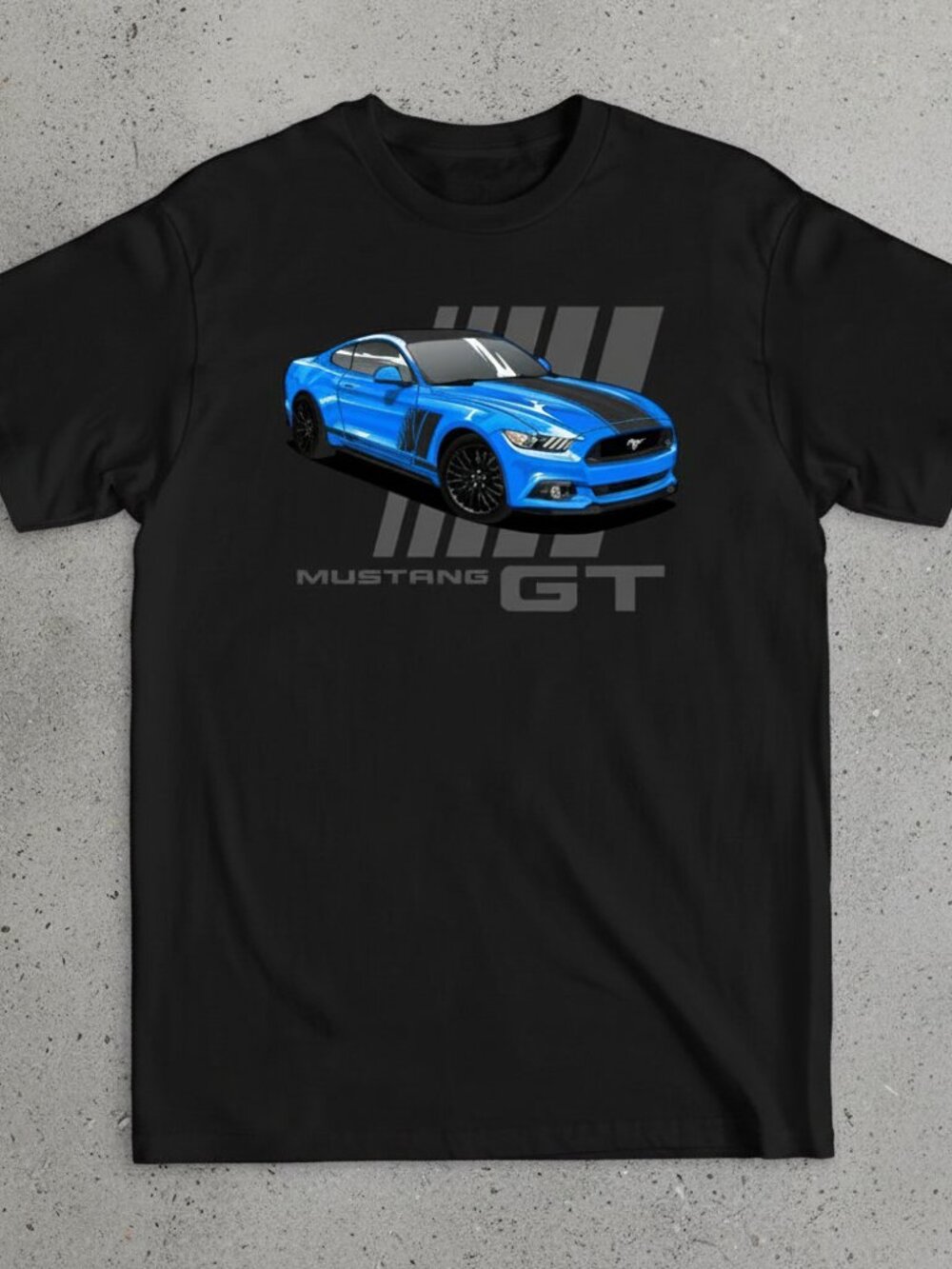 Blue Muscle Car Graphic T-Shirt – Sport Coupe Design Black Tee for Car Enthusias